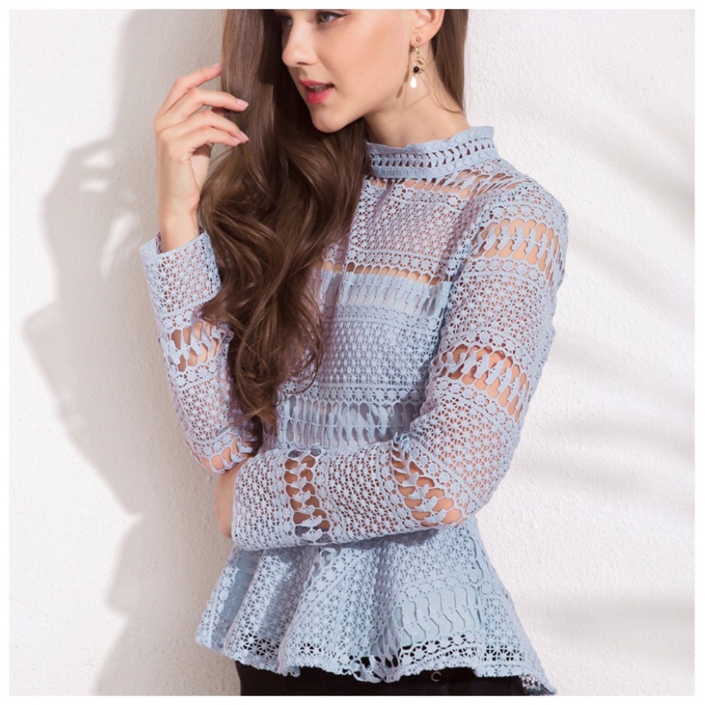 ‼️PRICE FIRM LAST CALL Intricate Lace Peplum Top - Picture 2 of 7